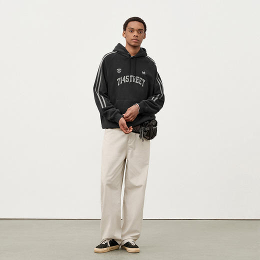 714street美式复古撞色运动风连帽卫衣男2025秋冬潮牌情侣款帽衫 商品图2