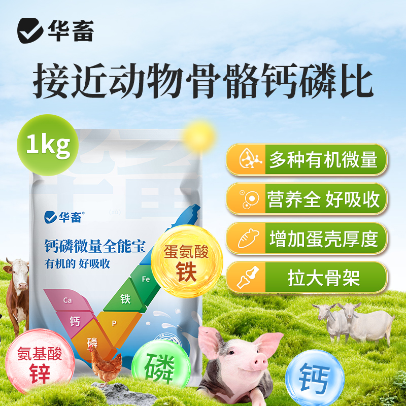 华畜钙磷微量全能宝有机的 好吸收增加蛋壳厚拉大骨架1kg华畜