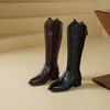 Westory2025年冬季骑士靴尖头方跟中跟飒爽中性风高靴S25DQ85801 商品缩略图0