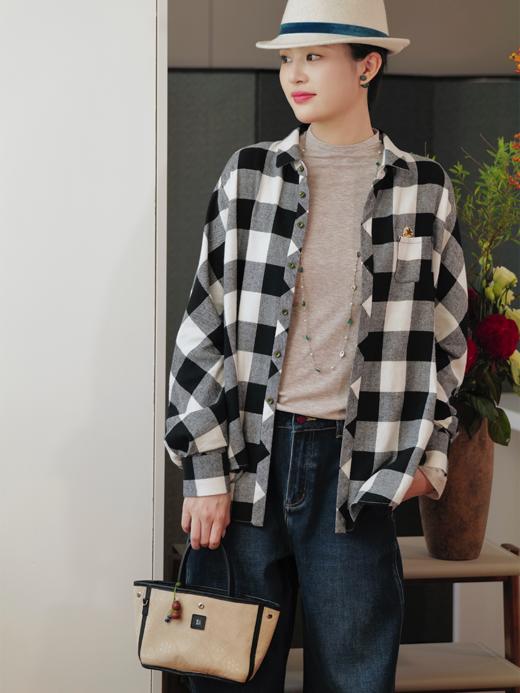 常伴 基本款格纹绵软随手老朋友衬衫 山林曦照 商品图2