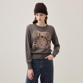 谜底套头针织衫长袖2025年冬季新品圆领显瘦百搭毛衣女254MZ1923