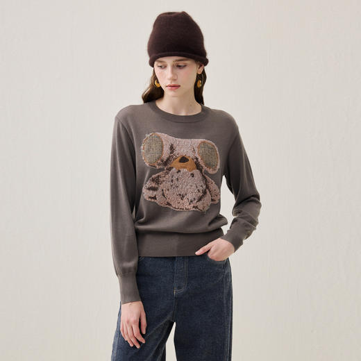 谜底套头针织衫长袖2025年冬季新品圆领显瘦百搭毛衣女254MZ1923 商品图0