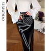 余潇潇【曼哈顿酒会】性感前侧开衩包臀直筒长版皮裙搭配同色系腰带 商品缩略图3