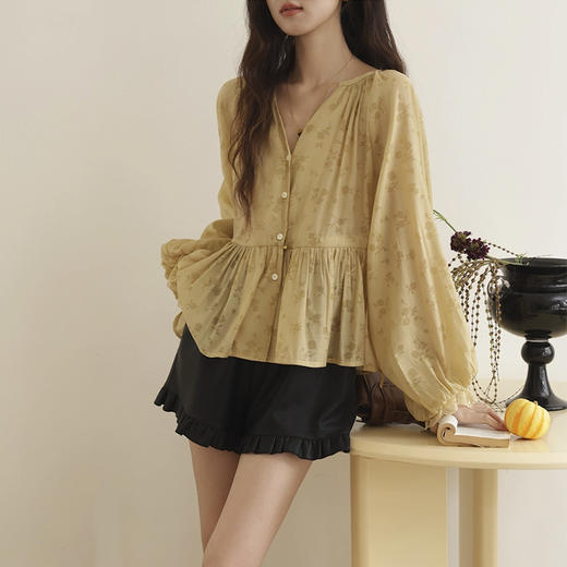 裁缝学苑AH70印花V领衬衫纸样女装新款灯笼袖抽绳收腰蕾丝花边上衣样板 商品图2