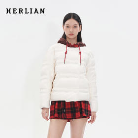 HERLIAN 2025秋冬新品双排扣设计圆领羽绒外套