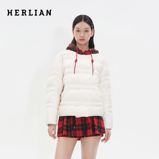 HERLIAN 2025秋冬新品双排扣设计圆领羽绒外套 商品图0