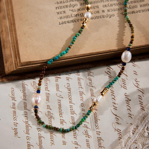 Manreya玛芮雅“焦糖森林”绿松石珍珠项链项链、手链|绿松，珍珠，银镀金 商品图8