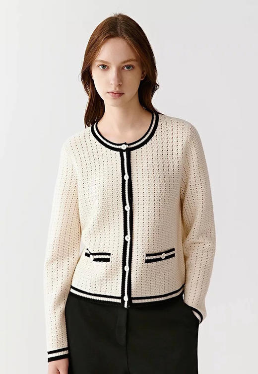 【开放日忙 秒杀价已调 直接拍】返场 小禾香风 白月光 镂空撞色针织 外套 开衫 温柔减龄款 可儿自留款 好温柔 好温暖 商品图0