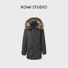 ROMI STUDIO“棕标系列*防风雨连帽派克高克重95白鹅绒服RWCWWG5976
