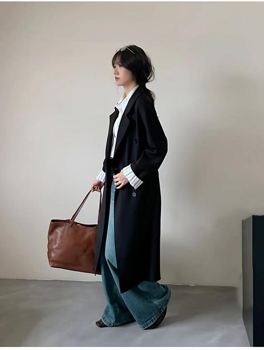 12.12错过没有！清货不退【秋上新】高支高密～很有品质感 可卷边袖口中长风衣外套-喜出 商品图3