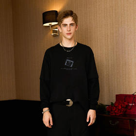 IDEVERRAY春季美式复古巴黎铁塔印花字母圆领纯棉假两件长袖T恤