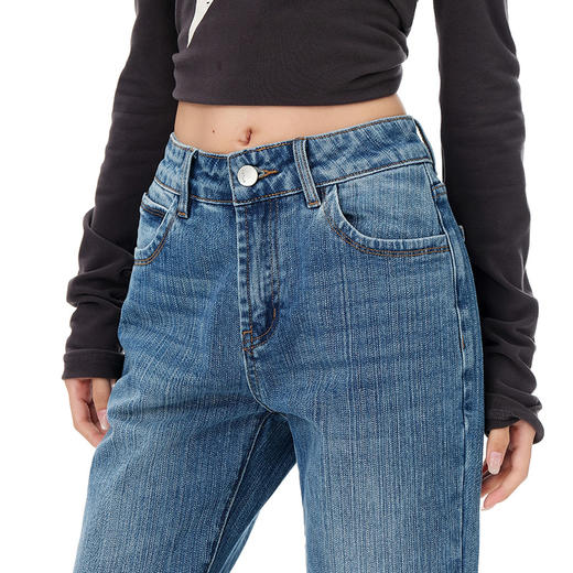 罗蒙秋冬女士牛仔裤复古微喇牛仔裤显瘦垂感拖地长裤 商品图5