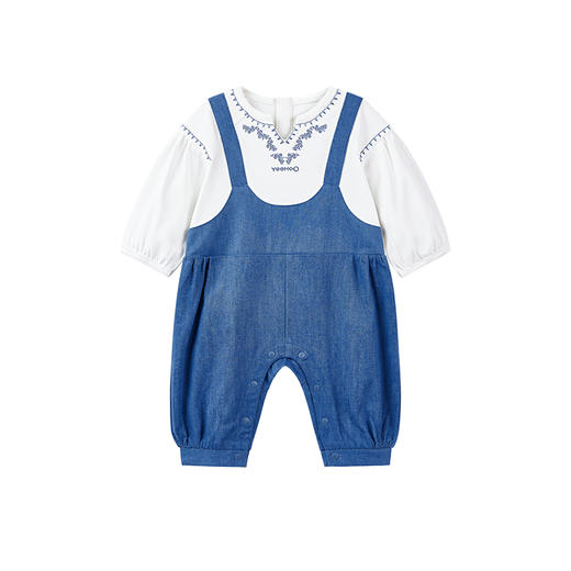 英氏女宝连体衣婴儿衣服春秋假两件吊带牛仔哈衣爬服YRHAJ1P216A 商品图4