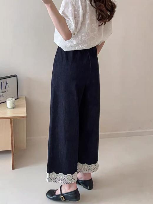 冰点价！仅限11.11！退货勿拍【爆款牛仔】2025秋季新品~韩系爆款蕾丝拼接牛仔裤-喜出 商品图1