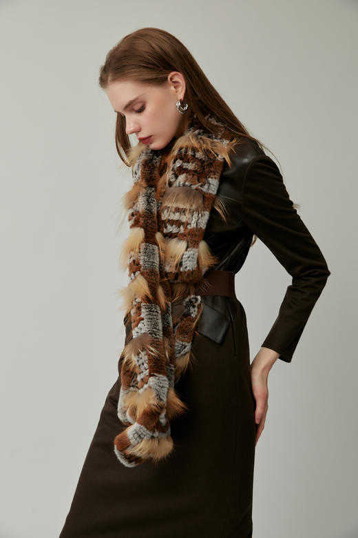 SAFICOO 时尚气质 手工编织皮毛围脖 商品图1
