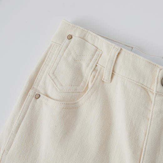 谜底白色牛仔裤烟管裤2025年冬季新品挺括修身九分裤女254MJ1604 商品图3