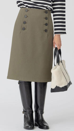 23区日系秋季通勤职业OL宽松羊毛混纺半身裙过膝A字中裙商场同款