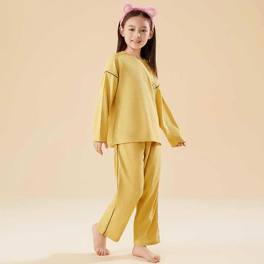 【零感呼吸❗️7A级儿童家居服】云朵般家居服软糯肤感，超亲肤超舒服！新款休闲宽松圆领长袖睡衣套装春秋中大童睡衣男童女童睡衣 商品图10