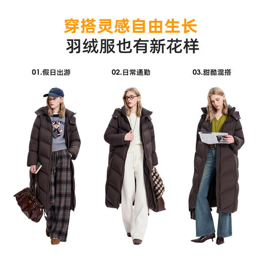 【高蓬高充绒】三彩2025冬季新款防水羽绒服长款90白鸭绒被子服M 商品图4