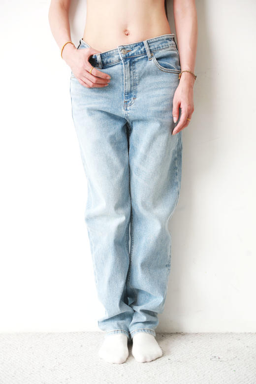 丹宁复古仔裤，YKK吉田拉链。美式磨白水洗宽松锥型牛仔裤C092568 商品图10