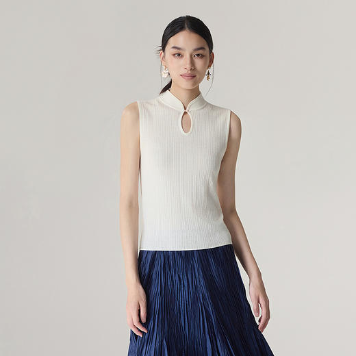 【林栖设计小店】（现货）毛织套装新中式百搭肌理感显瘦2025秋冬新款背心外套女G1954172 商品图1