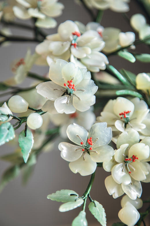 【已售】独角鹿西洋古董20世纪中国出品卷枝花卉纹景泰蓝盆装饰「素洁海棠」珍宝像生盆景 商品图3