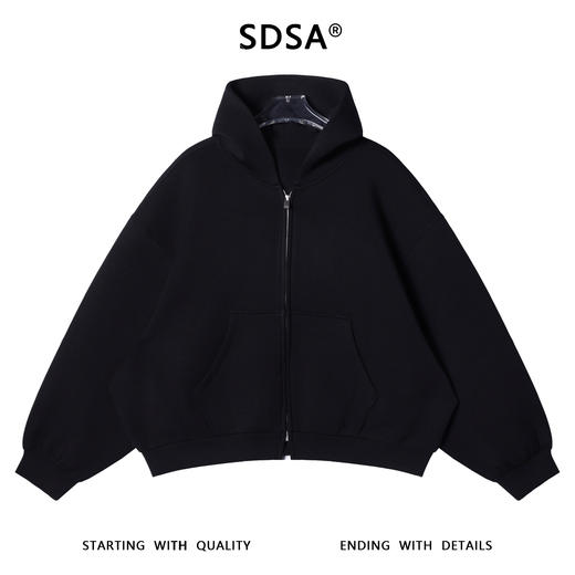 SDSA男士秋冬新款痞帅男装百搭休闲纯色连帽拉链卫衣百搭时尚上衣 商品图1