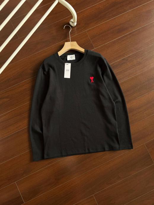 amiT恤男圆领精致刺绣小标  纯色简约长袖秋冬上衣T恤 商品图4