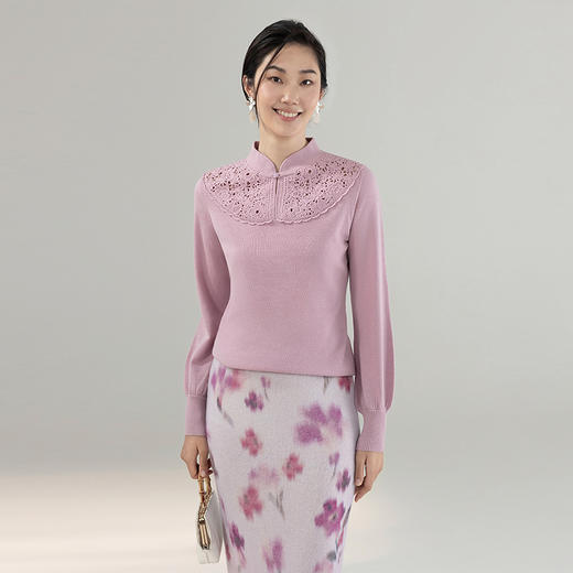 【林栖设计小店】【手工钩花】（现货）绵羊毛毛织上衣云肩国风2025秋冬新款毛衣女1954067 商品图0