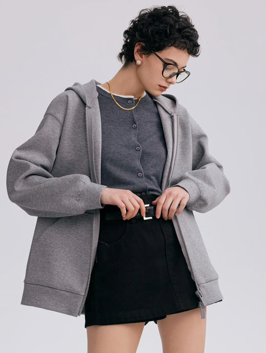 【开放日忙 秒杀价已调 直接拍】JNBY江南布衣 极简慵懒 空气层连帽卫衣 开衫外套 商品图1