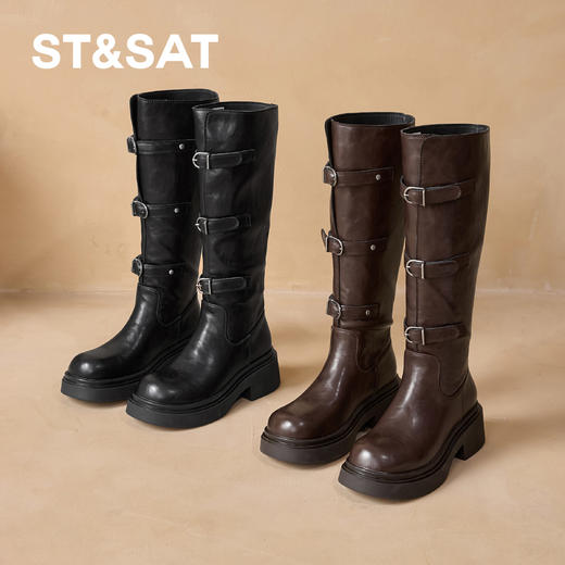 【筒高可选】星期六酷飒风双扣厚底时装短靴SSD4117CJJ/SSD4117CJL 商品图3