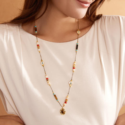 Manreya玛芮雅“丝路幻珠”天然石虎眼石长项链|天然石，虎眼石 商品图1