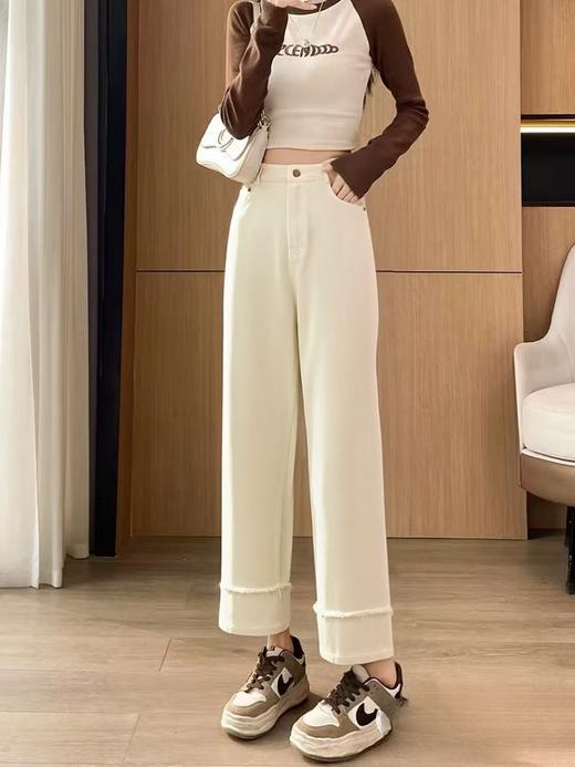 【秋上新】烟管裤～2706小个子秋季毛边裤型超好看显瘦休闲裤-喜出 商品图1