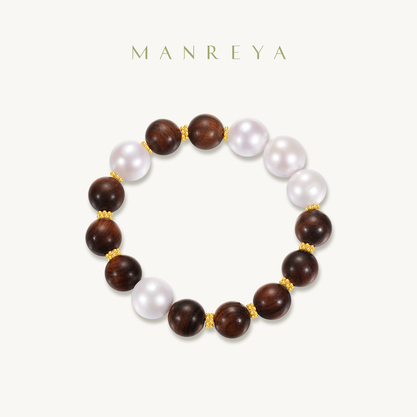Manreya玛芮雅“檀珠映月”珍珠檀木手串|檀木，珍珠