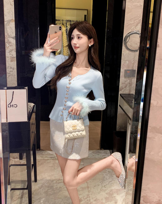 张心子【迷雾花园】秋冬纯欲仙气羽毛袖针织衫上衣 U2510054 商品图14