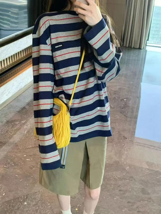 miu的配色都太喜欢了！敲显白的miu家条纹长袖T恤！ 商品图11