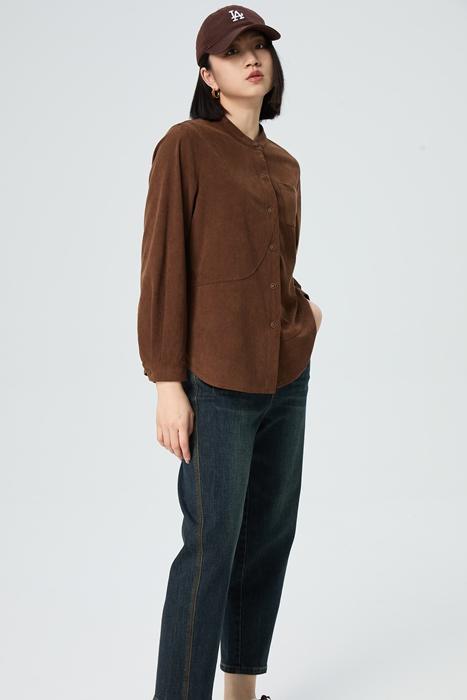 大牌感水淼2025秋冬新款齐臀显瘦休闲条绒衬衫1272 商品图0