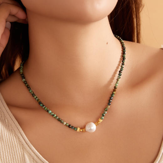 Manreya玛芮雅“苔痕鎏金”巴洛克珍珠绿松石项链、手链|绿松石，巴洛克珍珠 商品图2
