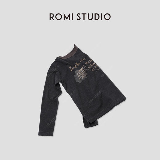 ROMI STUDIO“怀旧复古”全棉亲肤舒适印花圆领长袖T恤 RWCASU5516 商品图3