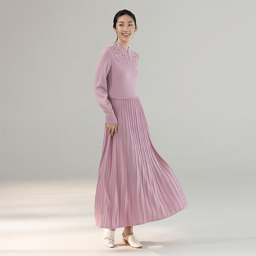 【林栖设计小店】（少量现货）【手工钩花】绵羊毛连衣裙云肩国风2025秋冬新款毛织长裙1954068 商品图0