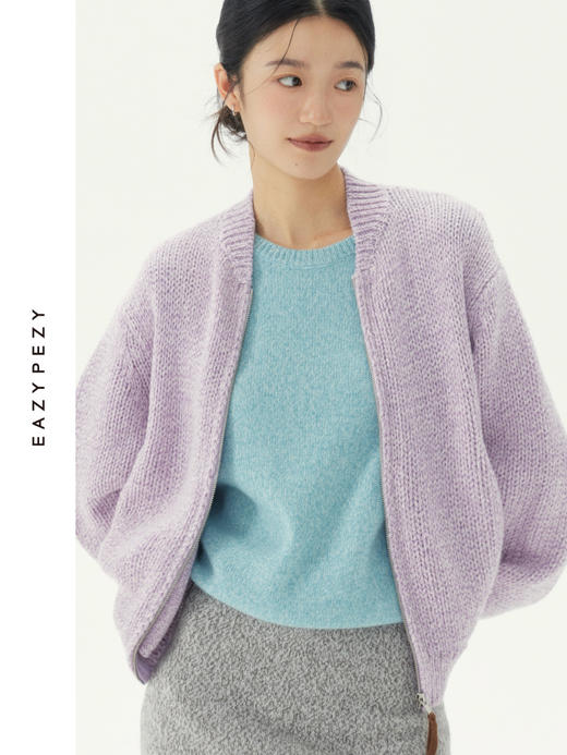 小樽的冬天重磅羊绒羊毛针织棒球衫外套 商品图0