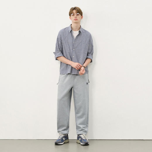 714street加绒束脚休闲裤美式运动灰色卫裤男款2025冬季直筒长裤 商品图1