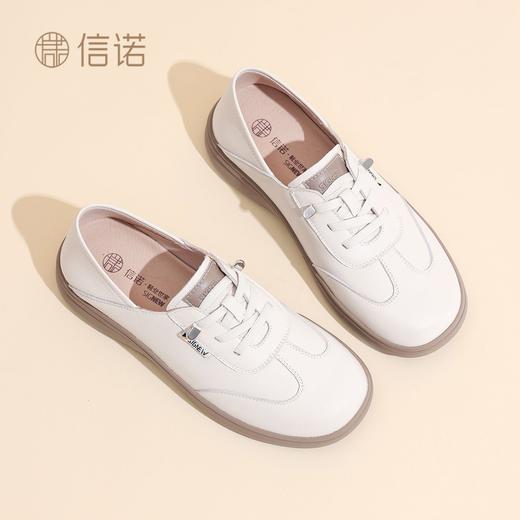 信诺真皮软底舒适女士单鞋休闲鞋2025秋季新款皮鞋平底轻便妈妈鞋5Q3007-3 商品图4