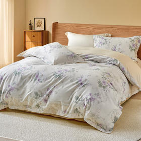 水星家纺全棉四件套简约印花小清新套件亲肤柔软四季床单被套严选