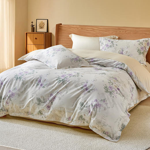 水星家纺全棉四件套简约印花小清新套件亲肤柔软四季床单被套严选 商品图0