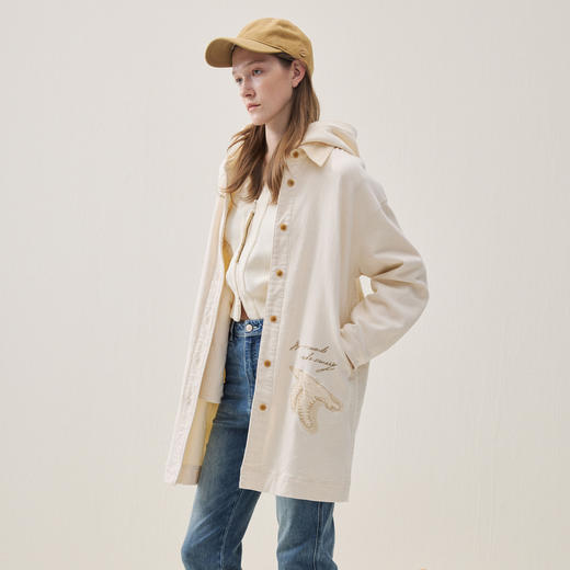 谜底牛仔连衣裙长袖2025年冬季新品H型磨毛刺绣短裙女254ML1632 商品图1