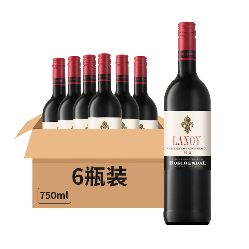 【南非】柏森黛雷诺赤霞珠美乐红葡萄酒 750ml*6瓶