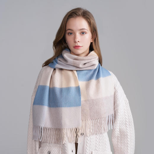 *【卡蒙】羊毛围巾披肩两用时尚格子拼色保暖围脖KM-1974/1975 商品图4