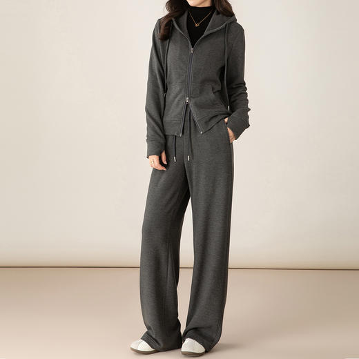 「高货xg」全新升级【铂金会员367/天猫499/差价132】(99121)洛诗琳2025秋冬显瘦宽松连帽外套高腰休闲直筒两件套女 商品图0