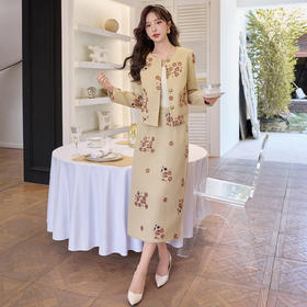 HR YJLY8615重工刺绣亮片小香法式套装两件套